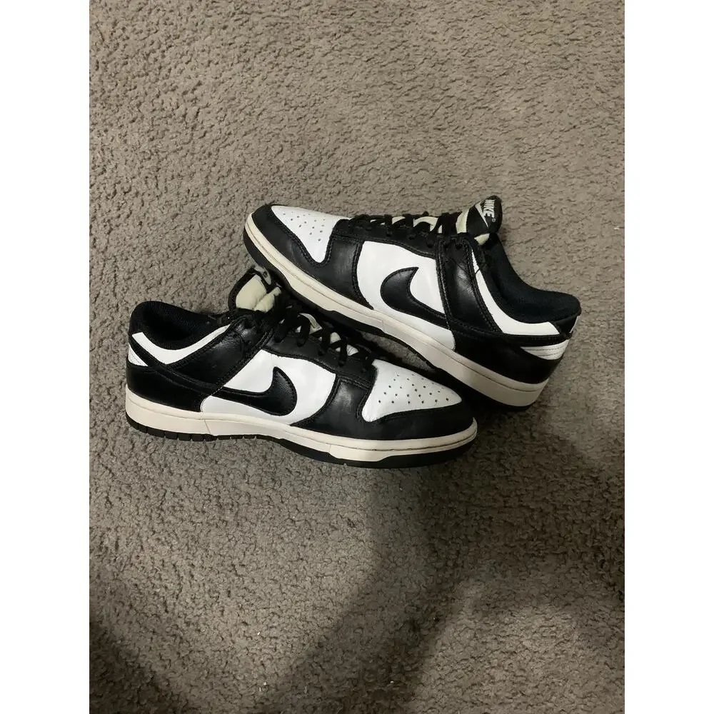 Size 6y- Nike Dunk Low Shoes Youth Black White Leather Panda Sneakers CW1590-100